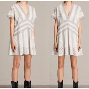 All Saints Light Gray Patterned Midi Dress